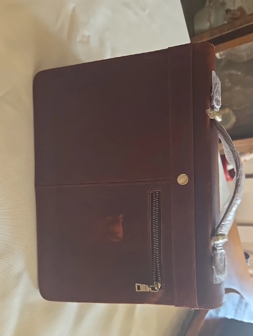 Men's Brown Leather Briefcase Messenger Bag